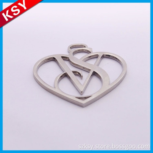2017 Fashionable Design Top Quality Popular Label Handbag Logo Labels Heart Shape Metal Tag